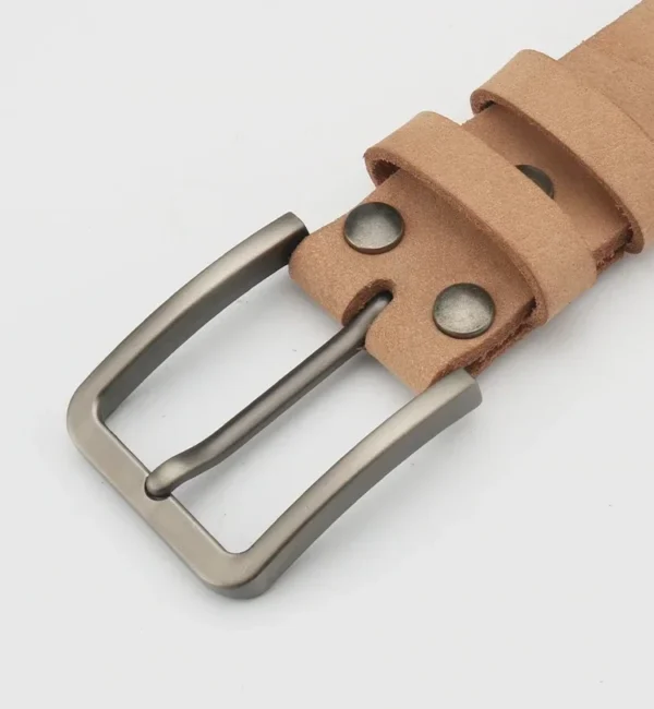 Leather Belt for Men Made From Genuine Whole Cowhide, Trimmed Edge Belt, Cowhide in Natural Color, Casual and Retro Style, - Image 3