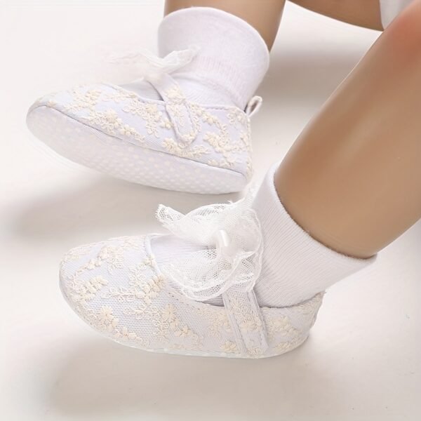 Adorable & Breathable Lace Bow Tie Mary Jane Shoes for Baby Girls - Assorted Colors! - Image 8