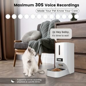 1.06gal Timed Automatic Pet Feeders For Cats And Dogs Dry Food Dispenser With Desiccant Bag Timed Cat Feeder Programmable Portion Size Control 9 Meals Per Day 30s Voice Recorder