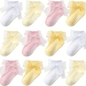 Non Slip Grip Ankle Baby Socks For Toddler Boys And Girls Kids Socks 12/24 Pairs, Infant Cute Cotton Baby Socks