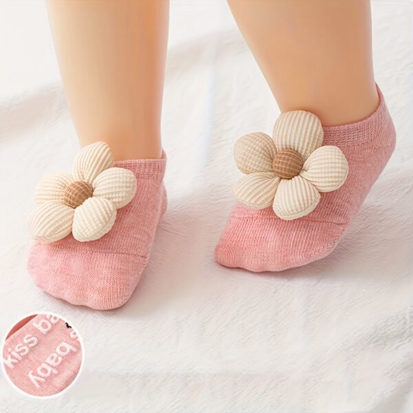4 Pairs of Girls Socks Baby Socks Newborn Socks Baby Socks Princess Socks Boat Socks Dotted Floor Socks Suitable for 0-1 Years Old - Image 4