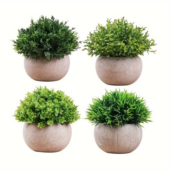 4 Pcs Artificial Fake Plants - Indoor Greenery Faux Plants for Home Office Farmhouse Living Room Wall Decor