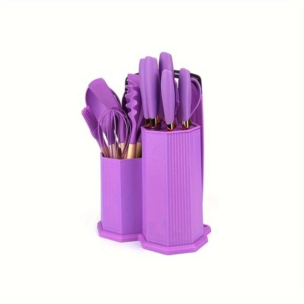 Premium 19-Piece White Silicone Kitchen Utensil Set - Non-Stick, Heat Resistant, Wooden Handle, Including Spatulas, Egg Beaters, & More - Durable, Easy Clean, Ergonomic Design for Hassle-Free Cooking - Image 7