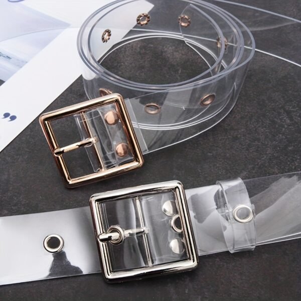 Stylish Heart Buckle Waist Belt - Transparent, Hollow Out, Eyelet Design, Adjustable, Casual, Chic - Decorative Dress Girdle for Women, Jeans Pants Accessories - Image 2