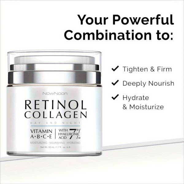 1.69oz Retinol Cream For Face Night And Day, Skin Cream With Retinol Collagen Face Cream, Vitamin C Moisturizer, Retinol Moisturizer For Face Sensitive Skin - Image 3