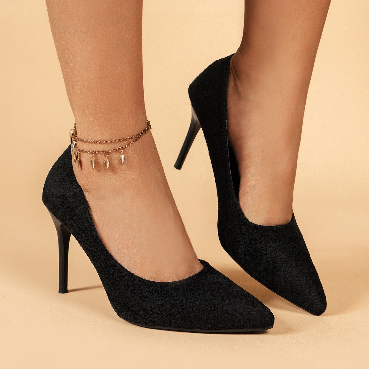 Women's Pointed Toe High Heels, Sexy Black Slip On Stiletto Court Pumps, Versatile Dress Heels - Image 6