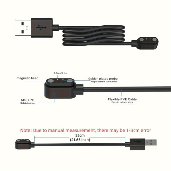 Universal Smart Watch Charger Cable - Compatible with 2.5mm/2.8mm/4mm Smartwatches, Fast and Efficient Magnetic Charging, Durable Cord, Multi-Device Support, Travel-Friendly Design - Image 11
