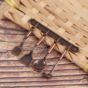 5pcs/set Deluxe Dollhouse Miniature Kitchen Utensil Set - Includes Shovel, Soup Spoon, Storage Holder for Simulation Cooking - Perfect for DIY Miniature Kitchen Decoration