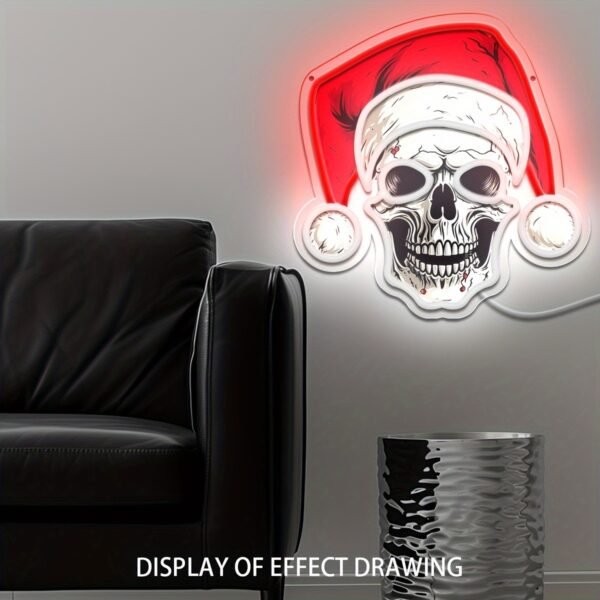 Single Color USB Powered Christmas Skull Neon Light - Wall-Mounted Decorative Lamp for Home & Party - Image 5
