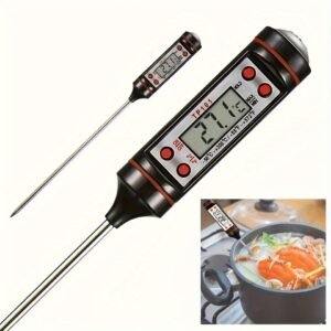 1pc Instant Read Digital Meat Thermometer with Probe - Stainless Steel, LCD Display, -200°C to 550°C Range - Perfect for BBQ, Cooking, Grilling, and Candy Making