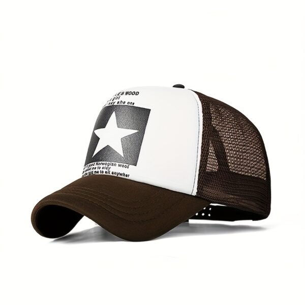 [Candy Block Print Trucker Hat] Pentagram Print Unisex Trucker Hat Mesh Breathable Lightweight Baseball Cap Candy Block Casual Sports Dad Hats For Women & Men - Image 7