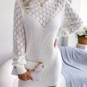 Stylish Plus Size Cutout Knit Sweater Dress - Women Plus - Long Sleeve, Casual, Spring & Summer Essential, Soft, Breathable, Comfortable, and Flattering