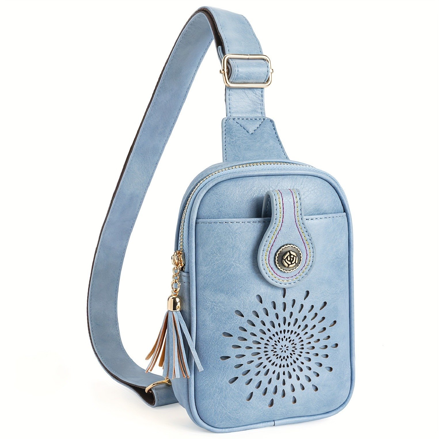 Small Vegan Leather Sling Bag, Fanny Packs Phone Purse Crossbody Bags for Women Chest Bag - Image 5