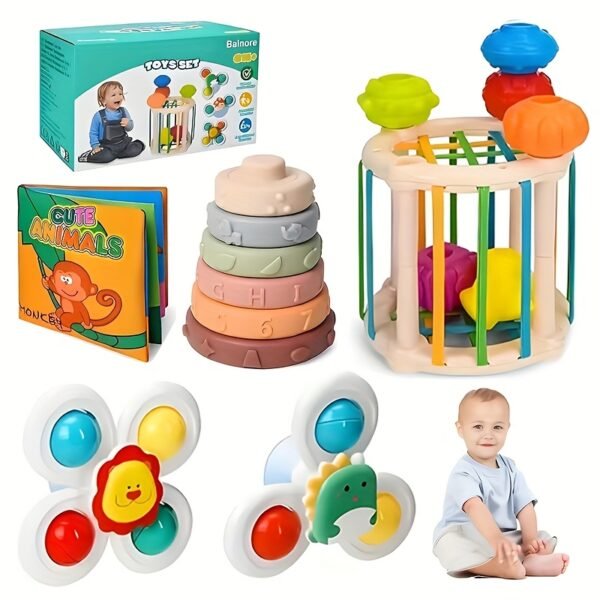 6in 1 Baby Toys 6 to 36 Months, 26pcs Toy, Identification Cloth Book, Infant Gifts Play Set Kids Sensory Learning Activity Infant Bath Time Fun for 1-4 Year Old Birthday Box - Image 3