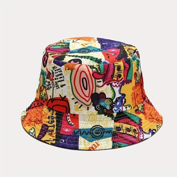 Abstract Cartoon Graffiti Bucket Hat Trend Print Casual Fisherman Cap Unisex Sunscreen Basin Hats For Women Men - Image 2