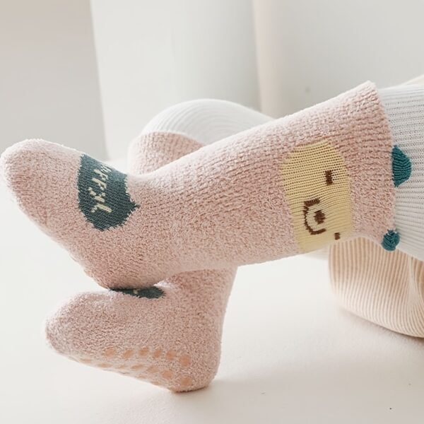 4 Pairs of Soft & Cozy Coral Fleece Baby Socks - Warm, Non-Slip, and Adorable Stockings for Toddlers and Kids - Perfect for Winter and Indoor Play - Image 7