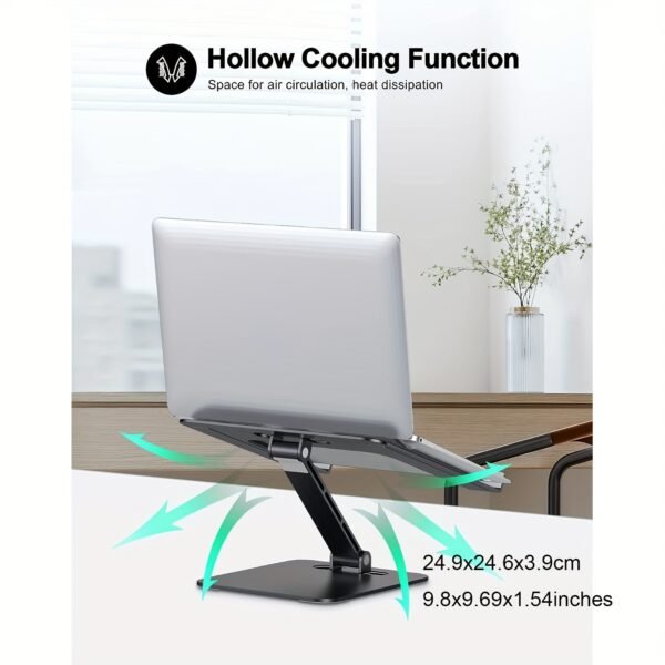 Adjustable Ergonomic Laptop Stand - Elevate Your Workspace with Height Customization, Aluminum Build, and Compatibility with 10-16" Notebooks - Portable, Space-Saving, and Easy to Assemble (Black) - Image 2