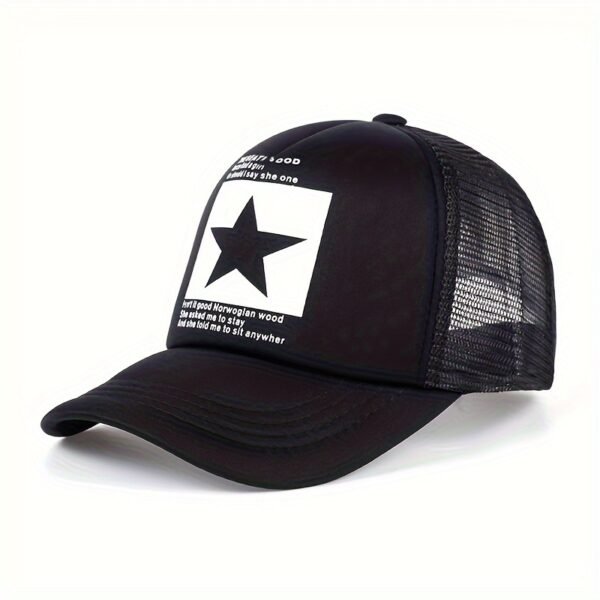 [Candy Block Print Trucker Hat] Pentagram Print Unisex Trucker Hat Mesh Breathable Lightweight Baseball Cap Candy Block Casual Sports Dad Hats For Women & Men - Image 4