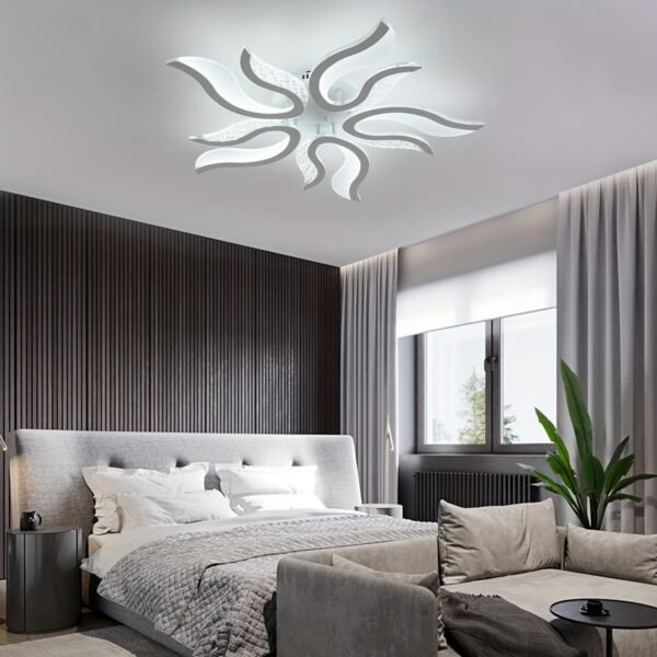 LED Ceiling Light Dimmable Modern Ceiling Lamps with Remote, Flame Shape LED Chandelier Light Fixture for Living Room Dining Room Bedroom Decorative Lamp, 3 Color/3000-6500K - Image 5