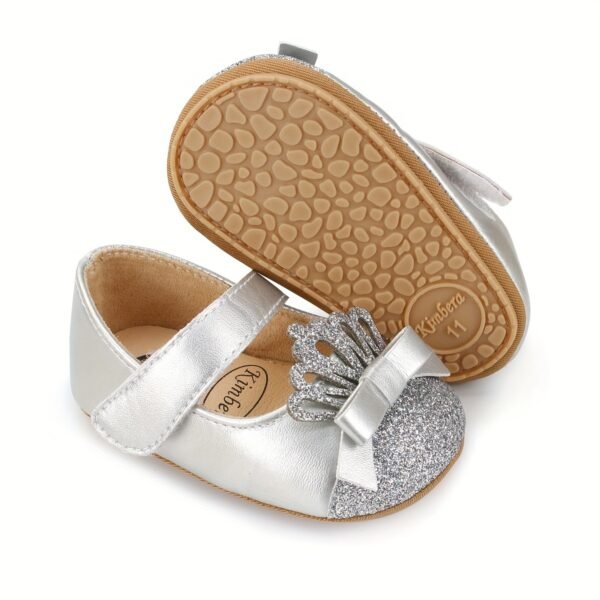 Trendy Sequin Crown Mary Jane Shoes for Baby Girls - Comfortable, Lightweight, Non-Slip, Soft Flat Sole, Elegant Design for Indoor Outdoor Party, Spring and Autumn - Breathable, Easy to Wear, Adorable Fashion Statement - Image 4