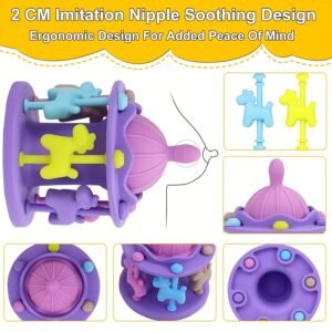 Teething Toys For Babies 0-12 Months, Baby Carousel Rattle Teether, Food Grade Silicone Baby Toys Teethers For Babies, Teething Toys For Babies 0 3 6 9 12 18 Months, Newborn Infant Learning Developmental Toys Gifts For Girl/Boy