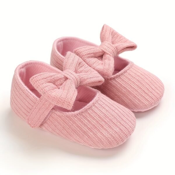 Chic Embroidered Stripe Mary Jane Crib Shoes for Baby Girls - Lightweight, All-Season Comfort with Easy Hook-and-Loop Fastener - Image 5