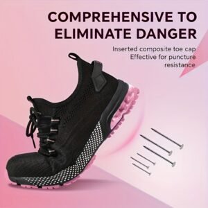 Steel Toe Wide Shoes For Women Sneakers Shoes Lightweight Safety Fashion Work Shoes Comfortable Breathable Safety Sneakers Toe Slip On Tennis Shoes