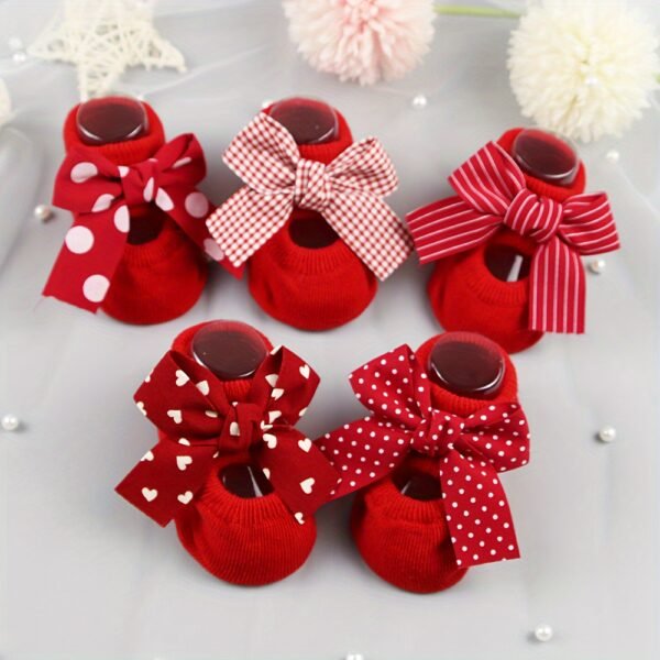 1 Pair New Red Baby Socks with Non-Slip Dots, Infant Anti-Slip Floor Socks, All-Season Knit Fabric Polyester Blend, Hand Wash Only, Suitable for 0-1 Years Old