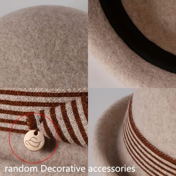Elegant Rolled Brim Wool Fedoras Classic British Style Felt Hats Vintage Foldable Cloche Hats For Women Autumn & Winter - Image 2