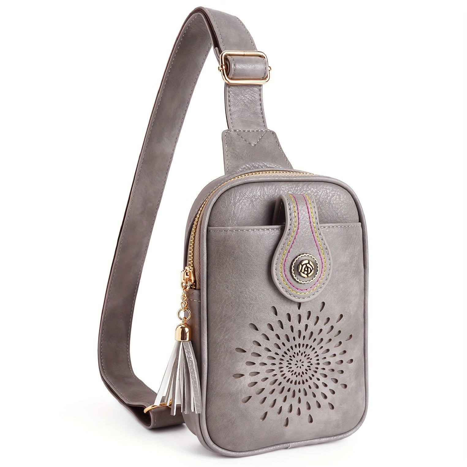 Small Vegan Leather Sling Bag, Fanny Packs Phone Purse Crossbody Bags for Women Chest Bag - Image 9