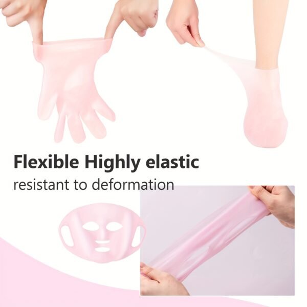 3-Piece Silicone Skincare Set - Reusable Moisturizing Mask Cover, Gloves, Socks - Alcohol-Free Beauty Tools for Enhanced Absorption, Anti-Slip Design, Hand and Foot Repair, No Power Needed - Image 8