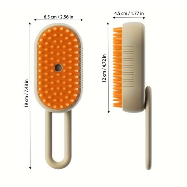 3-in-1 Rechargeable Self-Cleaning Steam Pet Brush for Cats and Dogs with Massage Feature, Loose Hair Removal, Battery & USB Powered, Plastic Material - Image 2
