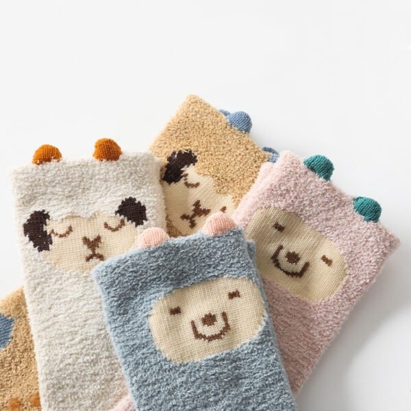 4 Pairs of Soft & Cozy Coral Fleece Baby Socks - Warm, Non-Slip, and Adorable Stockings for Toddlers and Kids - Perfect for Winter and Indoor Play - Image 13