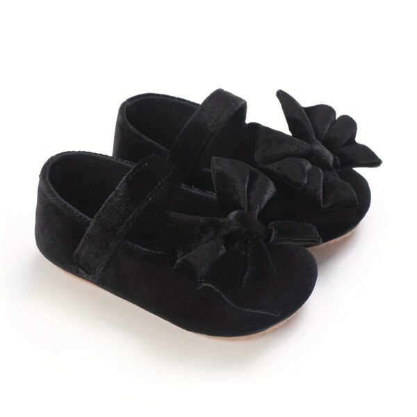Trendy Elegant Bowknot Mary Jane Shoes For Baby Girls, Trendy Comfortable Non Slip Soft Flat Sole Shoes For Indoor Outdoor Party, Spring And Autumn - Image 4
