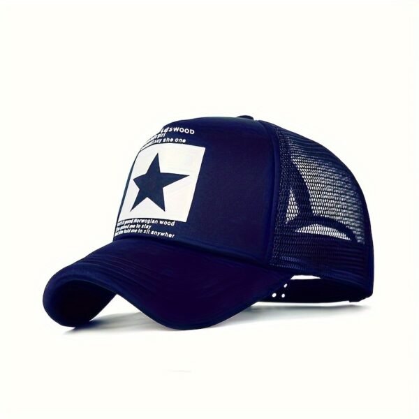 [Candy Block Print Trucker Hat] Pentagram Print Unisex Trucker Hat Mesh Breathable Lightweight Baseball Cap Candy Block Casual Sports Dad Hats For Women & Men - Image 9