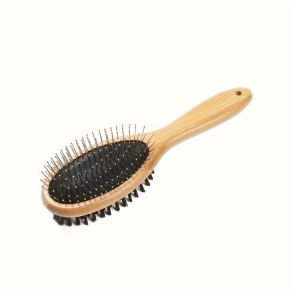 [Lightweight Bamboo Pet Grooming] 1pc Stainless Steel Double-Sided Pet Brush, Comfortable Round Head Comb, Lightweight Bamboo Handle, Quality Build for Dog Grooming and Hair Care - Image 18