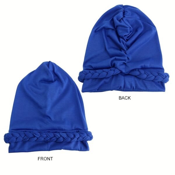 2pcs/set Breathable Braided Turban Hats for Women - Elastic Head Wraps for Ramadan, Chemo, and More - Classic Solid Colors - Image 6