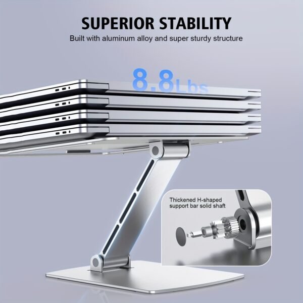 Adjustable Aluminum Laptop Stand for 10-16 Inch Laptops, Ergonomic Foldable Computer Stand, Silver or Black - Image 4
