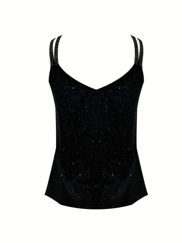 Vibrant Solid Color V-Neck Slingback Cami Top - Stretchy Mid-Elasticity Polyester Fabric, All-Season Sexy Sleeveless Top for Women - Perfect for Summer and Beyond - Image 7