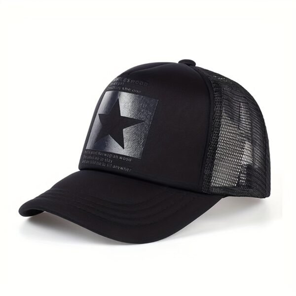 [Candy Block Print Trucker Hat] Pentagram Print Unisex Trucker Hat Mesh Breathable Lightweight Baseball Cap Candy Block Casual Sports Dad Hats For Women & Men - Image 3