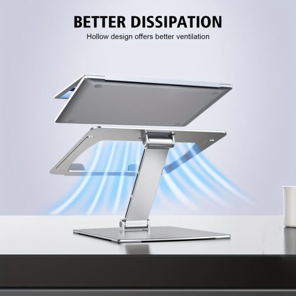 Adjustable Aluminum Laptop Stand for 10-16 Inch Laptops, Ergonomic Foldable Computer Stand, Silver or Black - Image 8