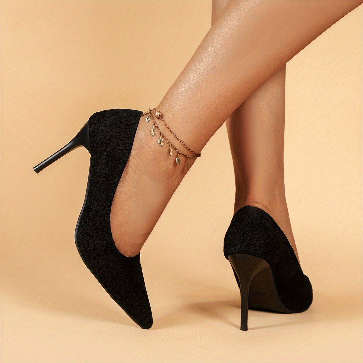 Women's Pointed Toe High Heels, Sexy Black Slip On Stiletto Court Pumps, Versatile Dress Heels - Image 5