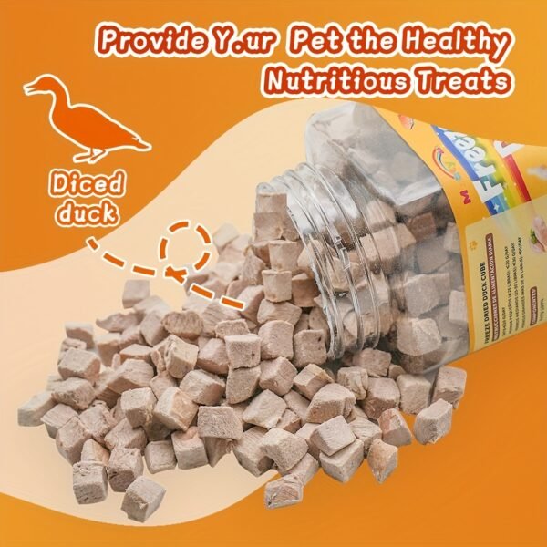 Meaty Feast (3.9Ounce) Freeze Dried Duck Cube Cat & Dog Treats, High Protein, Low Fat, Grain Free Pet Training Treats, Single Ingredient, 100%Duck Meat.