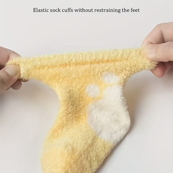 3pairs Men's Autumn And Winter Soft Skin-friendly Cute Color Block Paw Pattern Baby Socks For Daily Dressing - Image 6
