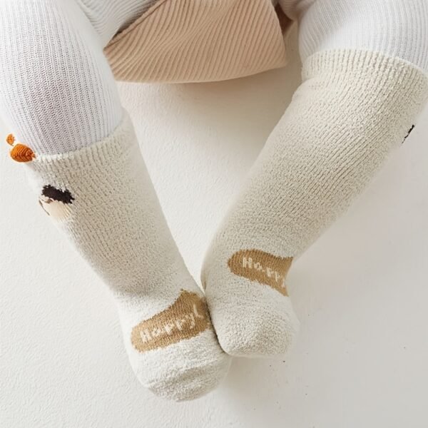 4 Pairs of Soft & Cozy Coral Fleece Baby Socks - Warm, Non-Slip, and Adorable Stockings for Toddlers and Kids - Perfect for Winter and Indoor Play - Image 4