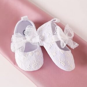 Adorable & Breathable Lace Bow Tie Mary Jane Shoes for Baby Girls - Assorted Colors!