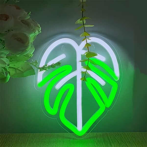 Monstera Deliciosa Neon Light, Two Colors: Green and Cool White, USB Powered with Button Switch, for Holiday Decorations, Home Decoration, Birthday Parties, Night Lighting - Image 2