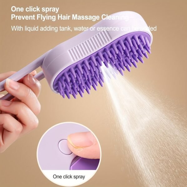 3-in-1 Steam Pet Brush - USB Rechargeable, Foldable Grooming Tool for Cats & Dogs with Silicone Bristles, Ideal for Long & Short Fur - Image 4