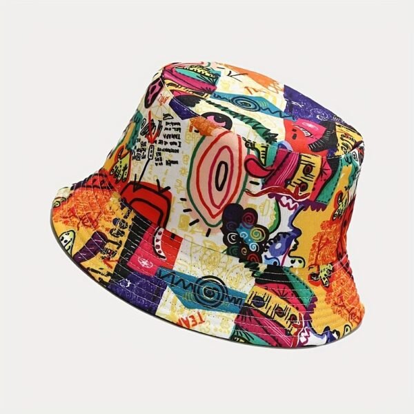 Abstract Cartoon Graffiti Bucket Hat Trend Print Casual Fisherman Cap Unisex Sunscreen Basin Hats For Women Men - Image 6