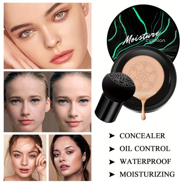 2pcs Mushroom CC Cream Hydrating Waterproof Long Lasting Air Cushion BB Cream Pore Invisible Face Makeup Foundation - Image 6